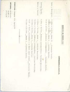 Grilla de horarios de clases.