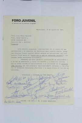 Carta del Foro Juvenil al Servicio de Paz y Justicia